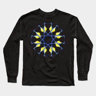 Blue and yellow mandala Long Sleeve T-Shirt